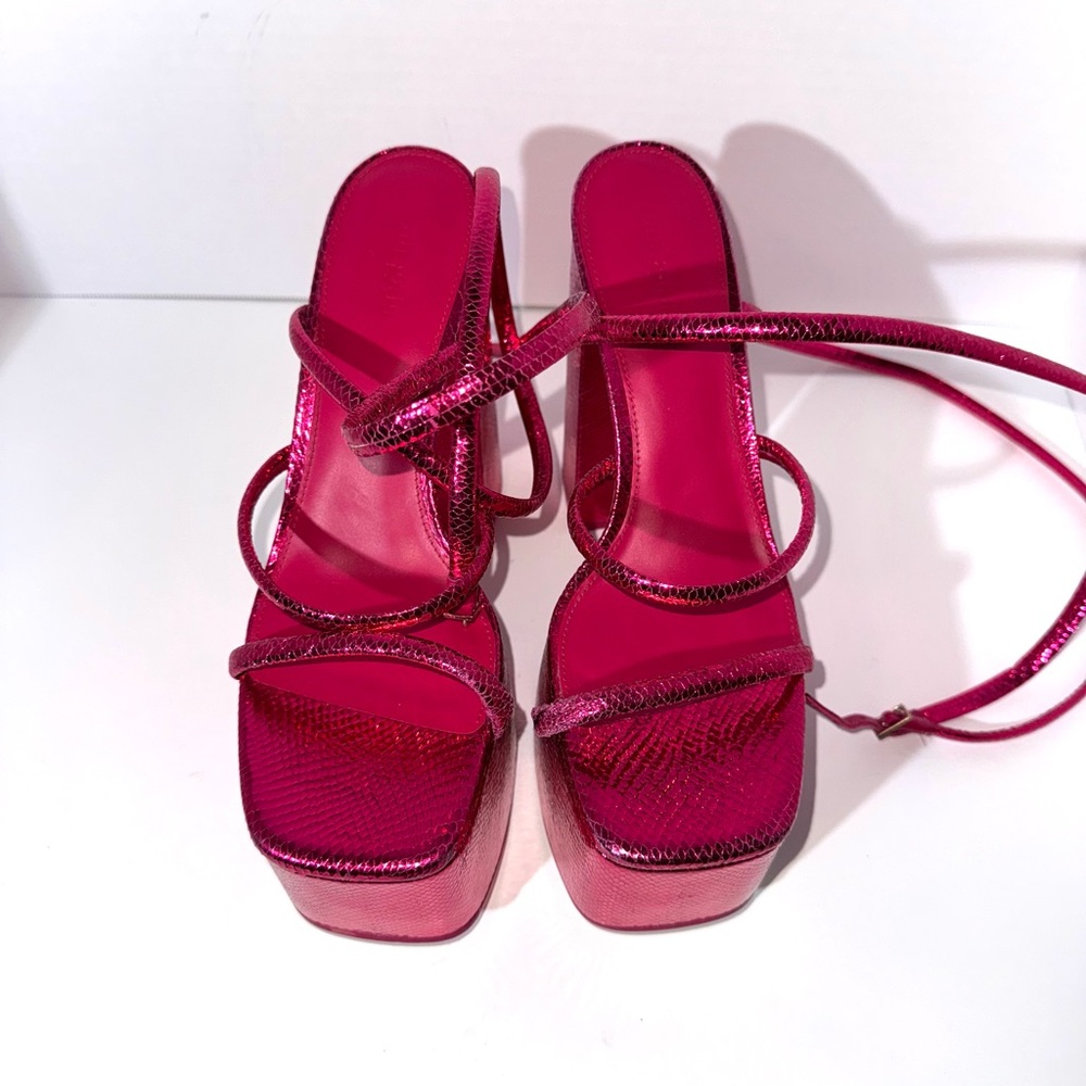 Cult Gaia Hyte Metallic Leather Platform Sandals - Picture 3 of 5